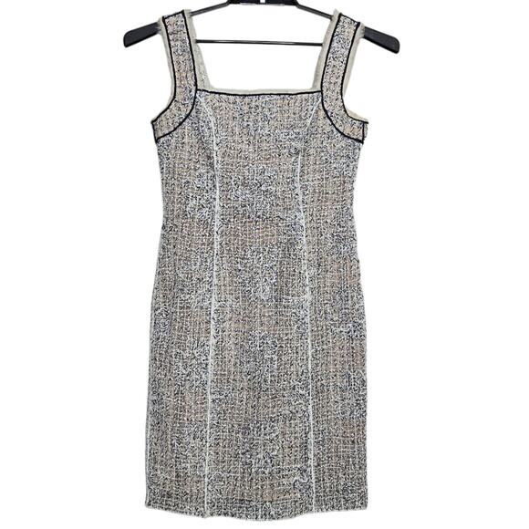 Worth New York Dress Size 2 Cocktail Sleeveless Textured Blue White Sheath - Picture 1 of 5